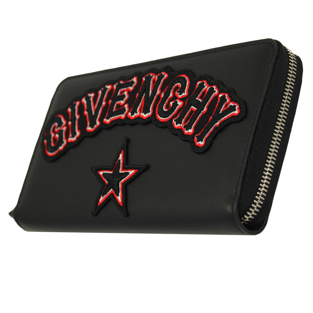 Givenchy Long Wallet Patch Black Zip Leather - image 1